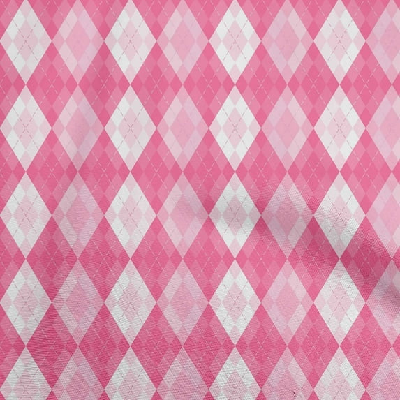 oneOone Velvet Pink Fabric Argyle Sewing Fabric By The Yard Printed Diy Clothing Sewing Supplies 58 Inch Wide