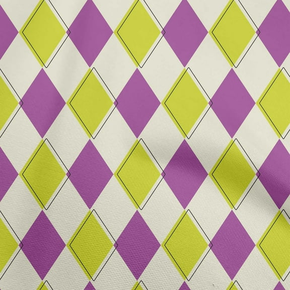 oneOone Velvet Purple Fabric Argyle Sewing Material Print Fabric By The Yard 58 Inch Wide