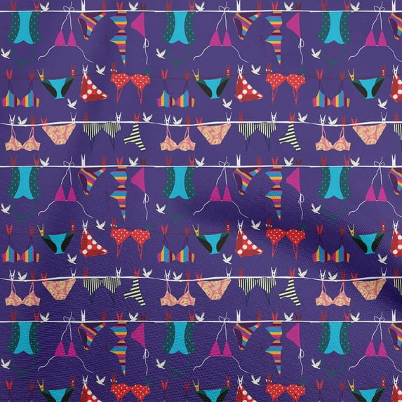 oneOone Velvet Purple Fabric Beach Wear Sewing Material Print Fabric By The Yard 58 Inch Wide
