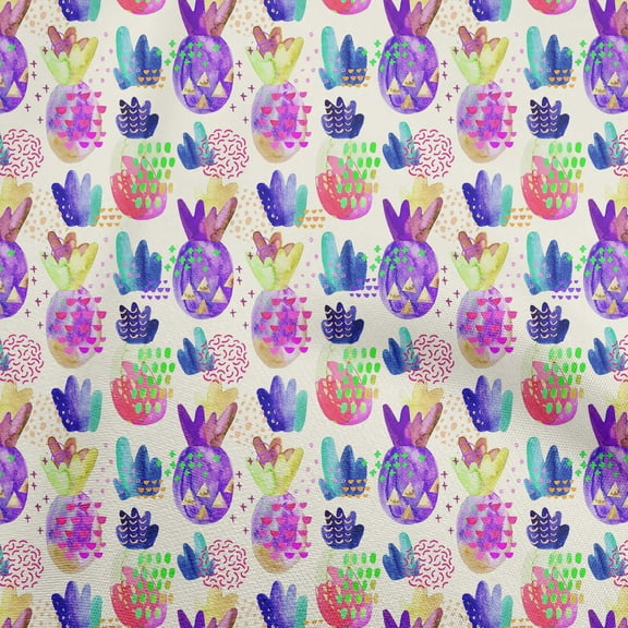 oneOone Velvet Purple Fabric Pineapple Dress Material Fabric Print Fabric By The Yard 58 Inch Wide