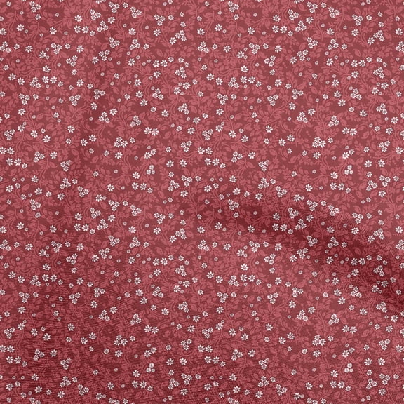 oneOone Velvet Red Fabric Floral Ditsy Silhouette Dress Material Fabric Print Fabric By The Yard 58 Inch Wide