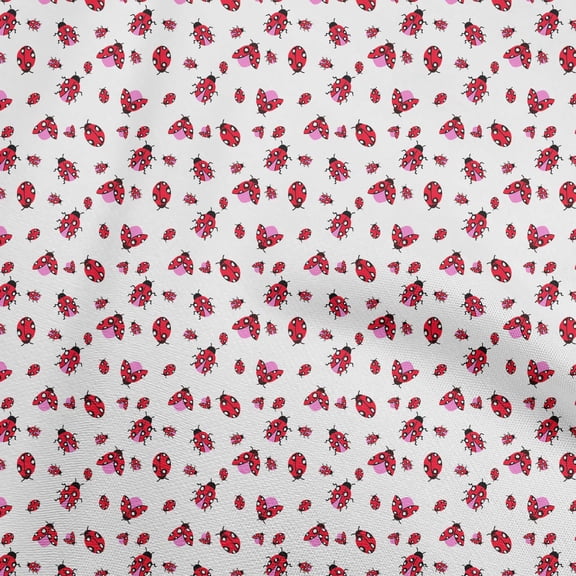 oneOone Velvet Red Fabric Ladybird Sewing Material Print Fabric By The Yard 58 Inch Wide
