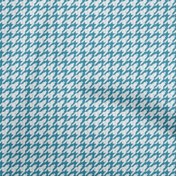 oneOone Velvet Teal Blue Fabric Houndstooth Craft Projects Decor Fabric Printed By The Yard 58 Inch Wide