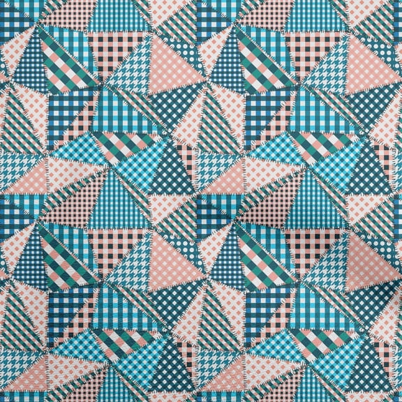 oneOone Velvet Teal Green Fabric Check Patchwork Dress Material Fabric Print Fabric By The Yard 58 Inch Wide