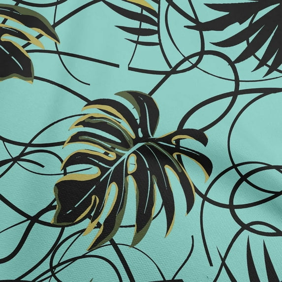 oneOone Velvet Turquoise Blue Fabric Abstract Tropical Leaf Craft Projects Decor Fabric Printed By The Yard 58 Inch Wide