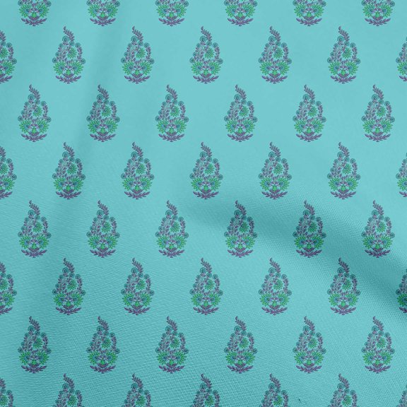 oneOone Velvet Turquoise Blue Fabric Block Craft Projects Decor Fabric Printed By The Yard 58 Inch Wide