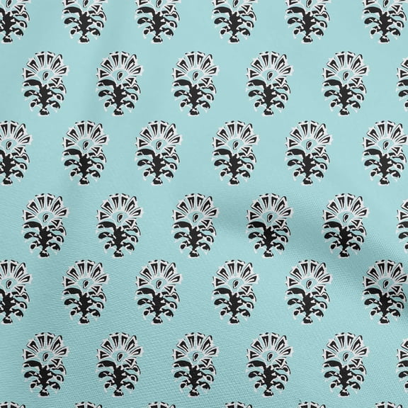 oneOone Velvet Turquoise Blue Fabric Block Sewing Material Print Fabric By The Yard 58 Inch Wide