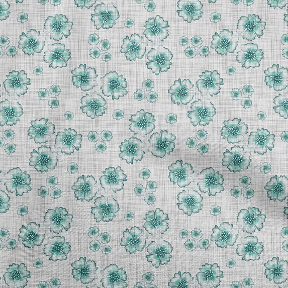 oneOone Velvet Turquoise Green Fabric Florals Sewing Material Print Fabric By The Yard 58 Inch Wide