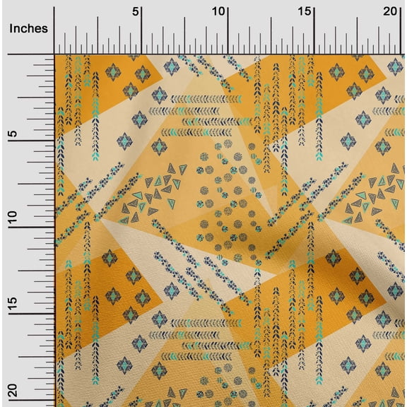 oneOone Velvet Ucla Gold Fabric Triangle Geometric Diy Clothing Quilting Fabric Print Fabric By Yard 58 Inch Wide