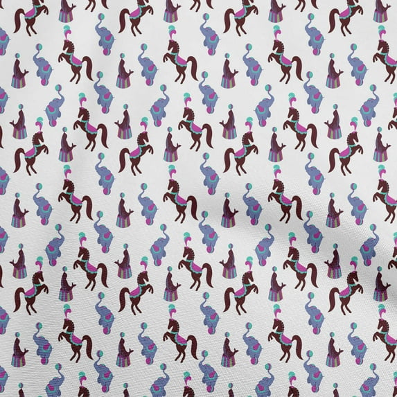 oneOone Velvet White Fabric Circus Sewing Material Print Fabric By The Yard 58 Inch Wide-aA