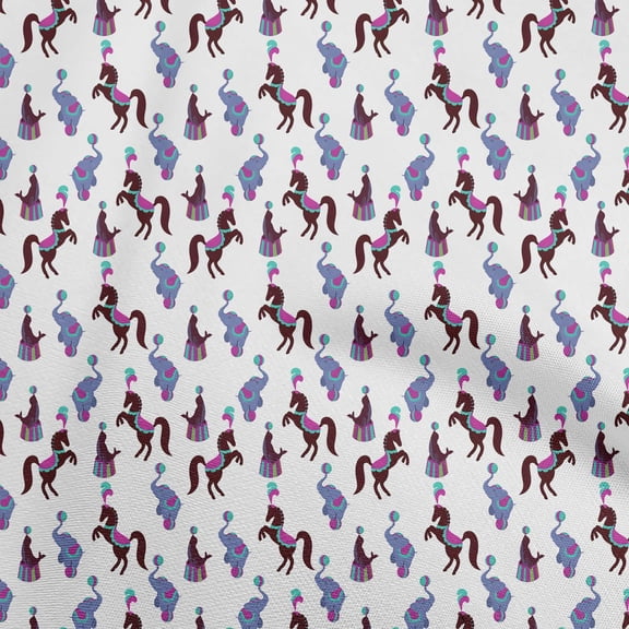 oneOone Velvet White Fabric Circus Sewing Material Print Fabric By The Yard 58 Inch Wide-aA
