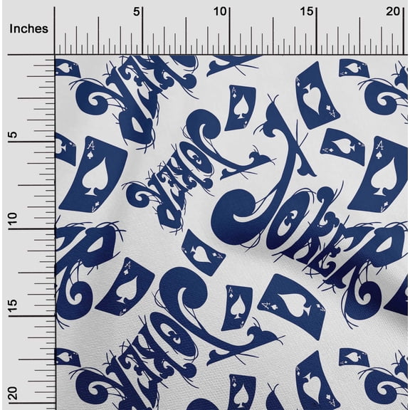 oneOone Velvet White Fabric Joker & Poker Text Sewing Material Print Fabric By The Yard 58 Inch Wide