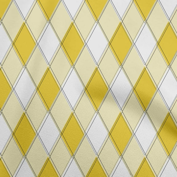 oneOone Velvet Yellow Fabric Argyle Dress Material Fabric Print Fabric By The Yard 58 Inch Wide