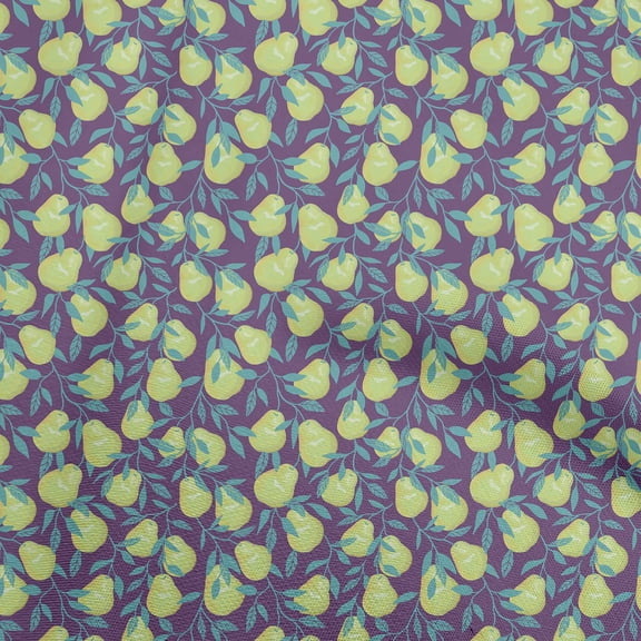oneOone Velvet Yellow Fabric Pear Sewing Material Print Fabric By The Yard 58 Inch Wide