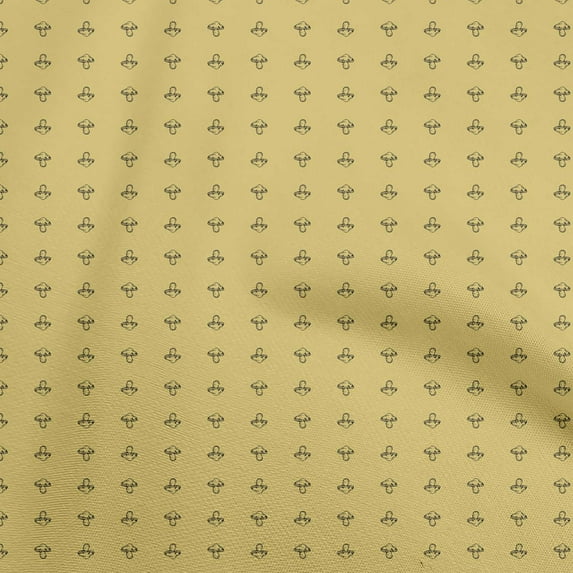 oneOone Velvet Yellow Fabric Retro Mushroom Quilting Supplies Print Sewing Fabric By The Yard 58 Inch Wide