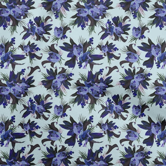 oneOone Viscose Chiffon Aqua Blue Fabric Floral Craft Projects Decor Fabric Printed By The Yard 42 Inch Wide