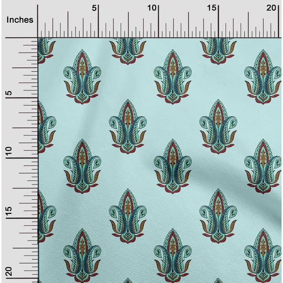 oneOone Viscose Chiffon Baby Blue Fabric Leaves & Paisley Block Sewing Craft Projects Fabric Prints By Yard 42 Inch Wide