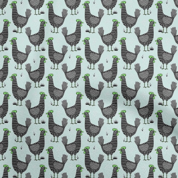 oneOone Viscose Chiffon Baby Blue Fabric Rooster Cock Diy Clothing Quilting Fabric Print Fabric By Yard 42 Inch Wide-RU