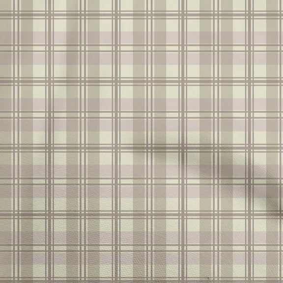 oneOone Viscose Chiffon Beige Fabric Check Sewing Material Print Fabric By The Yard 42 Inch Wide