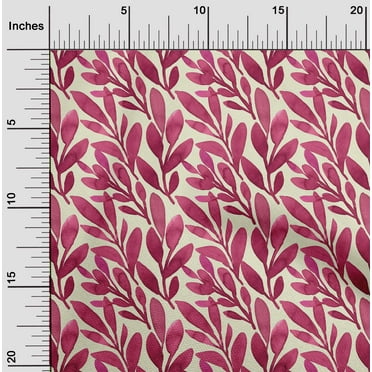 oneOone Viscose Chiffon Beige Fabric Leaves Sewing Material Print Fabric By The Yard 42 Inch Wide