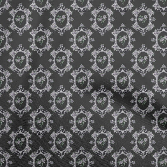 oneOone Viscose Chiffon Black Fabric Damask With Floral Dress Material Fabric Print Fabric By The Yard 42 Inch Wide