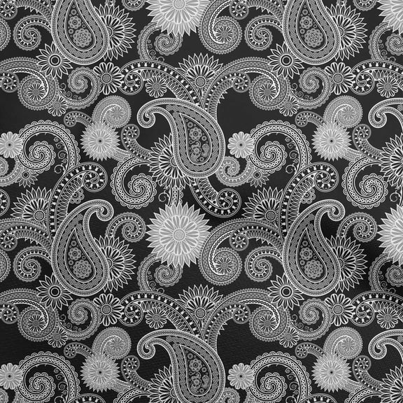 oneOone Viscose Chiffon Black Fabric Paisleys Dress Material Fabric Print Fabric By The Yard 42 Inch Wide-I6