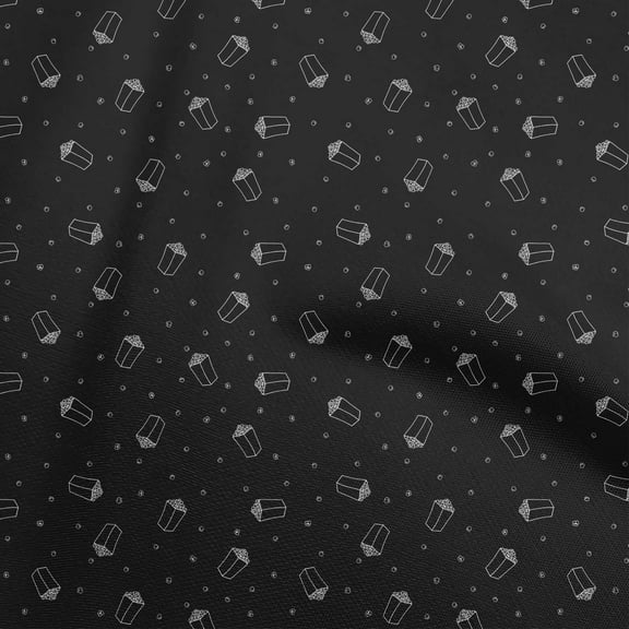 oneOone Viscose Chiffon Black Fabric Retro Popcorn Quilting Supplies Print Sewing Fabric By The Yard 42 Inch Wide