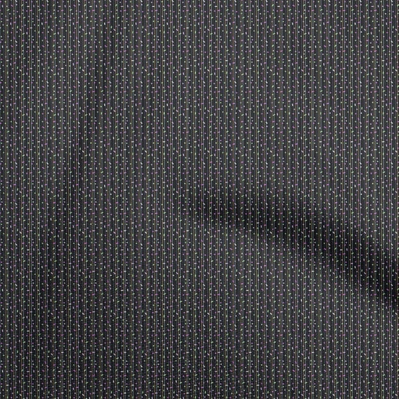 oneOone Viscose Chiffon Black Fabric Vertical Stripes With Geometrical Craft Projects Decor Fabric Printed By The Yard 42 Inch Wide