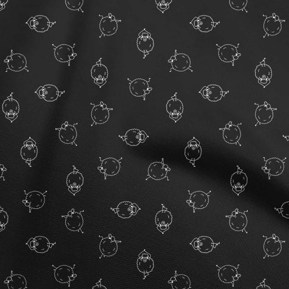 oneOone Viscose Chiffon Black Fabric Yoga Sheep Quilting Supplies Print Sewing Fabric By The Yard 42 Inch Wide