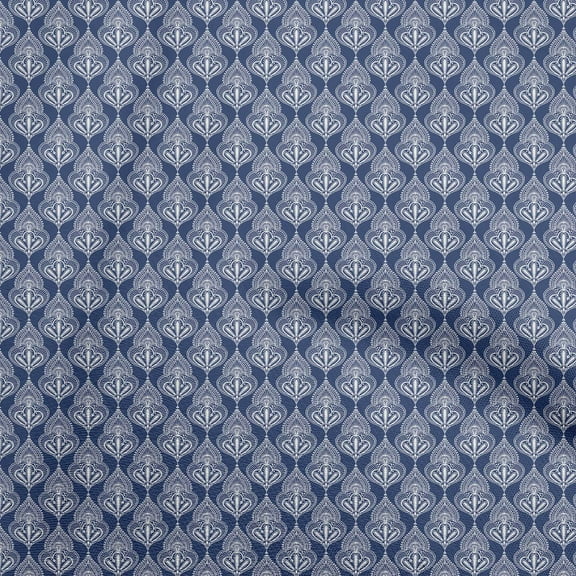 oneOone Viscose Chiffon Blue Fabric Asian Block Print Diy Clothing Quilting Fabric Print Fabric By Yard 42 Inch Wide