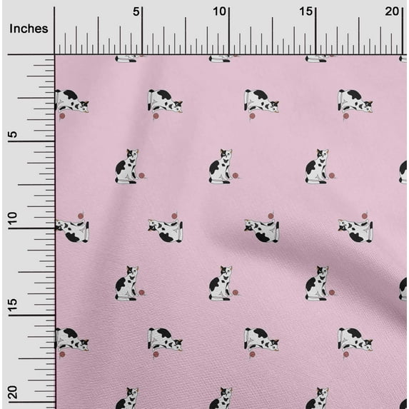 oneOone Viscose Chiffon Blush Pink Fabric Cat Dress Material Fabric Print Fabric By The Yard 42 Inch Wide