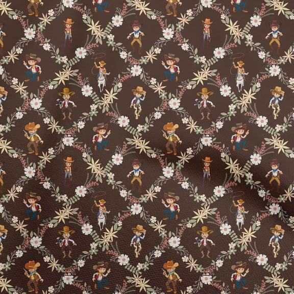 oneOone Viscose Chiffon Brown Fabric Cowboy Quilting Supplies Print Sewing Fabric By The Yard 42 Inch Wide-aA
