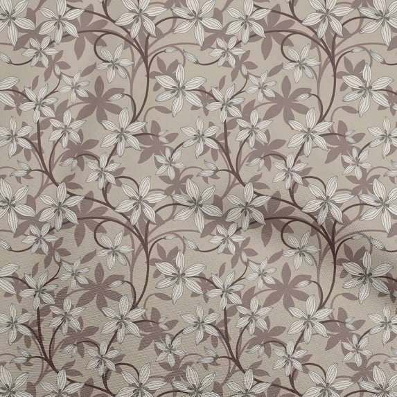 oneOone Viscose Chiffon Brown Fabric Floral Retro Craft Projects Decor Fabric Printed By The Yard 42 Inch Wide