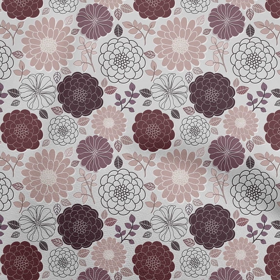 oneOone Viscose Chiffon Brown Fabric Floral Retro Quilting Supplies Print Sewing Fabric By The Yard 42 Inch Wide