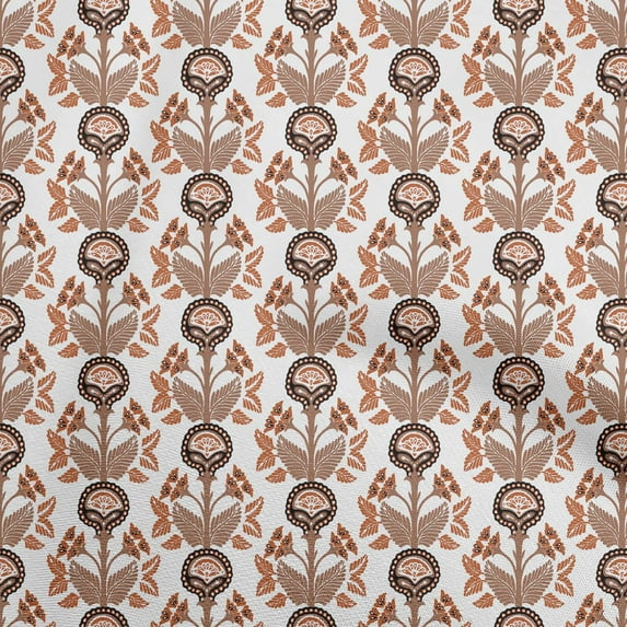 oneOone Viscose Chiffon Brown Fabric Leaves & Clover Dress Material Fabric Print Fabric By The Yard 42 Inch Wide