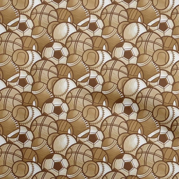 oneOone Viscose Chiffon Brown Fabric Sports Basket & Football Sewing Material Print Fabric By The Yard 42 Inch Wide