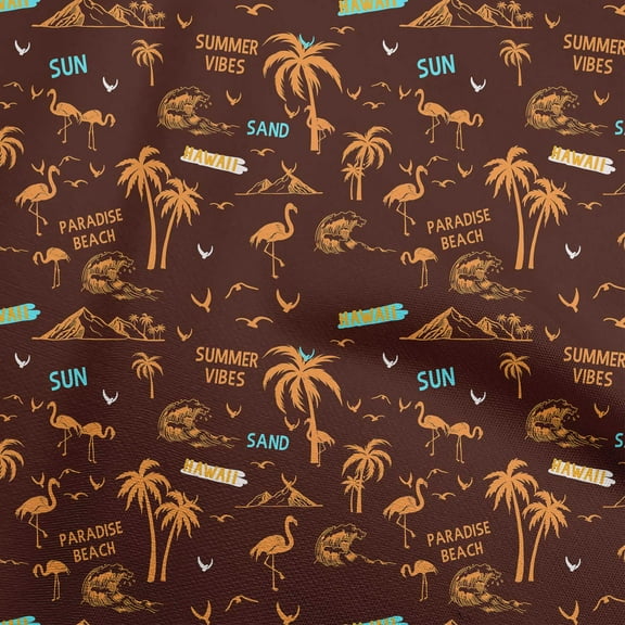 oneOone Viscose Chiffon Chocolate Brown Fabric Beach Hawai Craft Projects Decor Fabric Printed By The Yard 42 Inch Wide