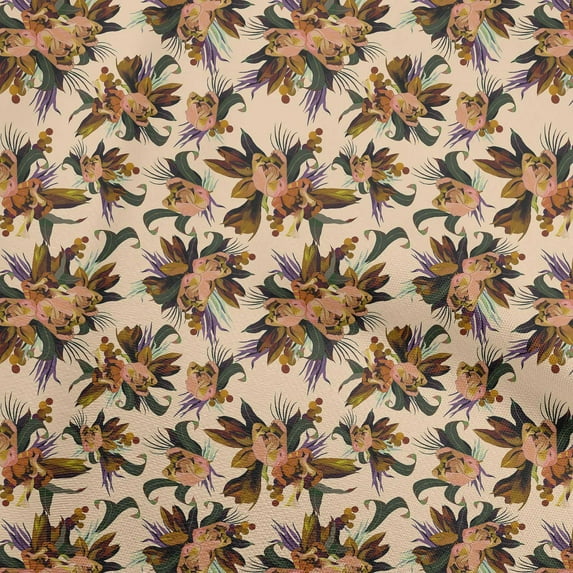 oneOone Viscose Chiffon Dark Beige Fabric Floral Sewing Fabric By The Yard Printed Diy Clothing Sewing Supplies 42 Inch Wide