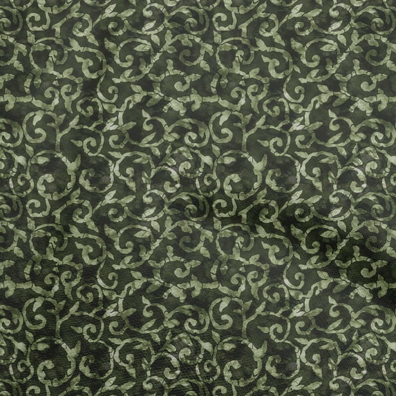 oneOone Viscose Chiffon Dark Green Fabric Abstract Leaves Sewing Material Print Fabric By The Yard 42 Inch Wide