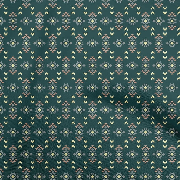 oneOone Viscose Chiffon Dark Green Fabric Geometric Sewing Material Print Fabric By The Yard 42 Inch Wide