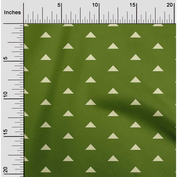 oneOone Viscose Chiffon Dark Green Fabric Triangle Geometric Dress Material Fabric Print Fabric By The Yard 42 Inch Wide