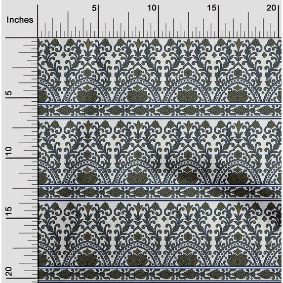 oneOone Viscose Chiffon Dark Olive Green Fabric Leaves & Floral Block Dress Material Fabric Print Fabric By The Yard 42 Inch Wide