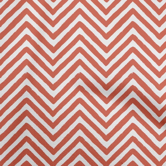 oneOone Viscose Chiffon Dark Peach Fabric Chevron Sewing Material Print Fabric By The Yard 42 Inch Wide