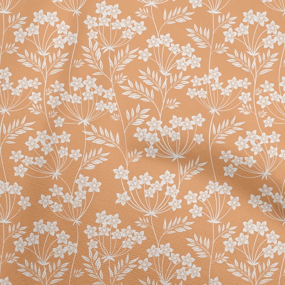 oneOone Viscose Chiffon Dark Peach Fabric Floral Silhouette Dress Material Fabric Print Fabric By The Yard 42 Inch Wide