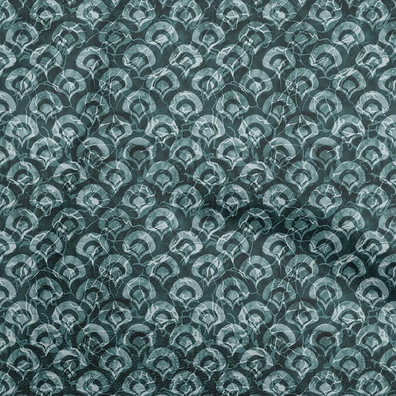 oneOone Viscose Chiffon Dark Teal Blue Fabric Asian Batik-Japanese Pattern Sewing Fabric By The Yard Printed Diy Clothing Sewing Supplies 42 Inch Wide