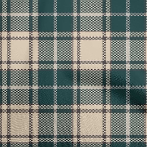 oneOone Viscose Chiffon Dark Teal Blue Fabric Check Plaid Sewing Fabric By The Yard Printed Diy Clothing Sewing Supplies 42 Inch Wide