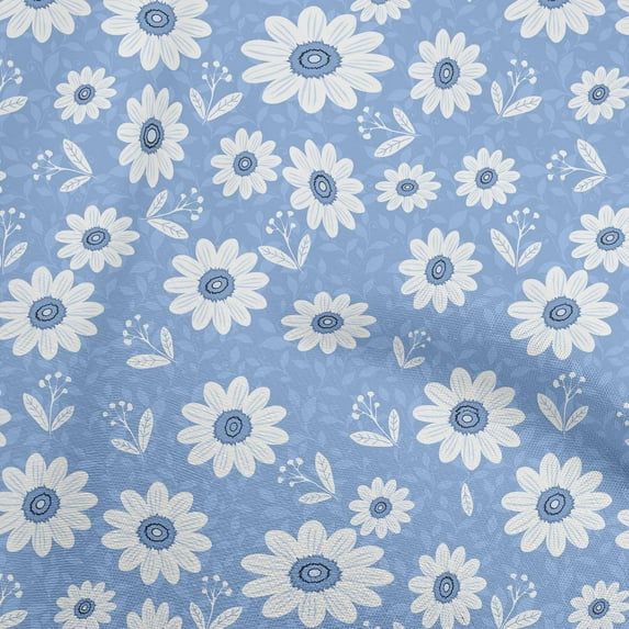 oneOone Viscose Chiffon Dusty Blue Fabric Florals Quilting Supplies Print Sewing Fabric By The Yard 42 Inch Wide