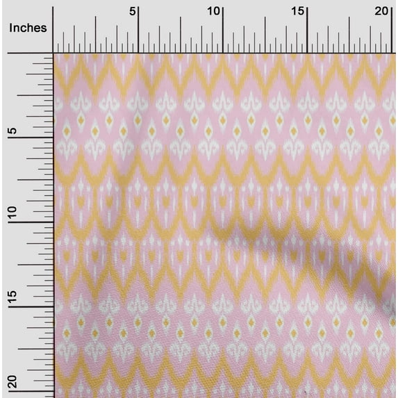 oneOone Viscose Chiffon Fabric Damask & Chevron Ikat Print Fabric By Yard 42 Inch Wide