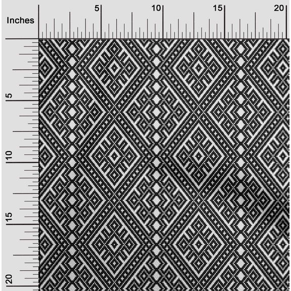 oneOone Viscose Chiffon Fabric Ethnic Geometric Flame Stitch Print Fabric BTY 42 Inch Wide