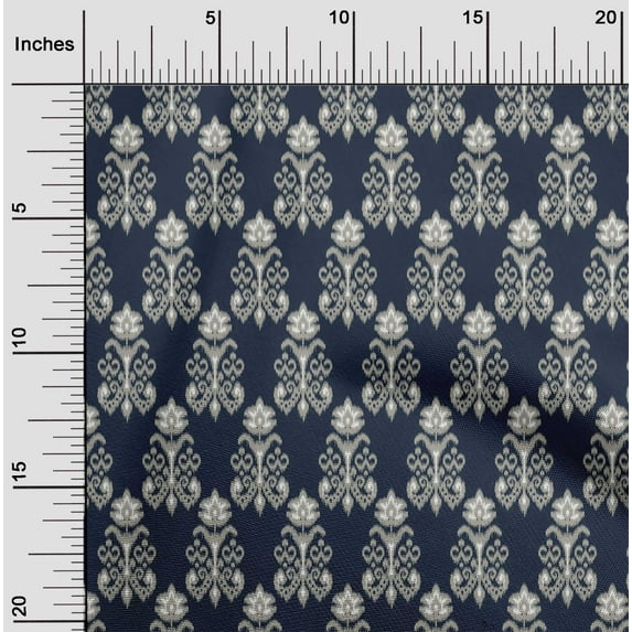 oneOone Viscose Chiffon Fabric Floral Ikat Printed Fabric 1 Yard 42 Inch Wide